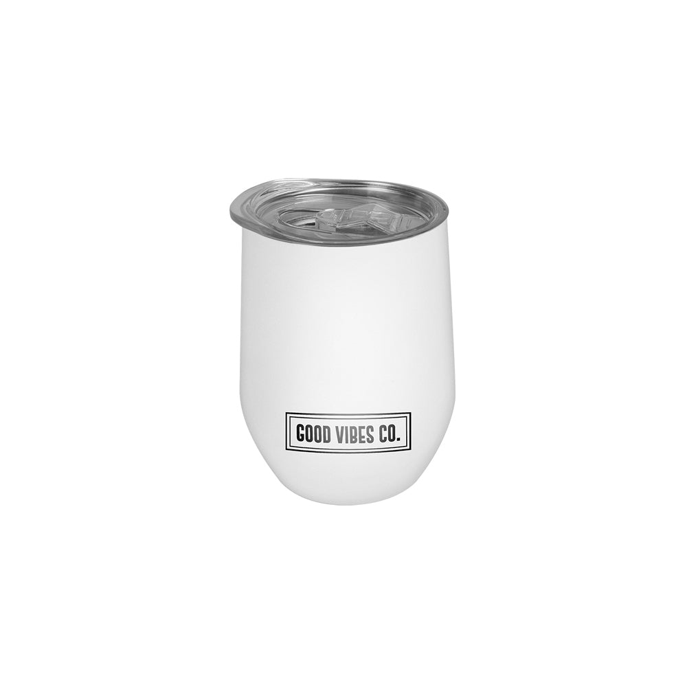 3PK Good Vibes Wine Tumbler Double Walled Ssteel 295ml Ice White