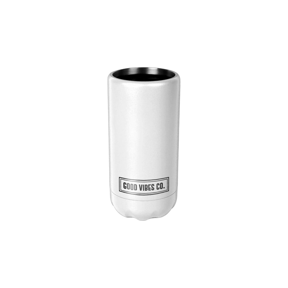 Good Vibes Can Cooler Double Walled Ss Skinny 14.5x7cm Ice White