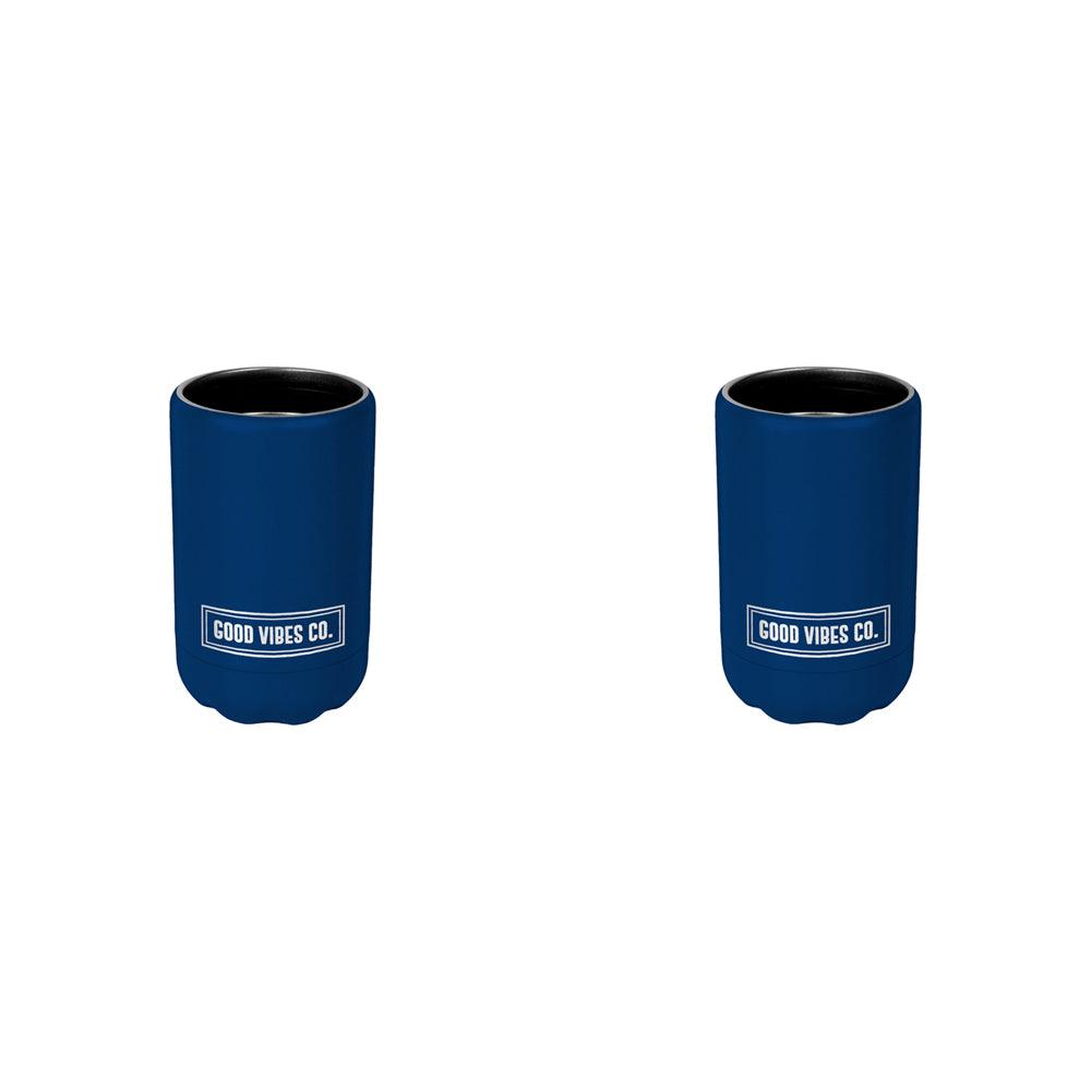 2PK Good Vibes Can Cooler Double Walled Ss 12x7.5cm Indigo