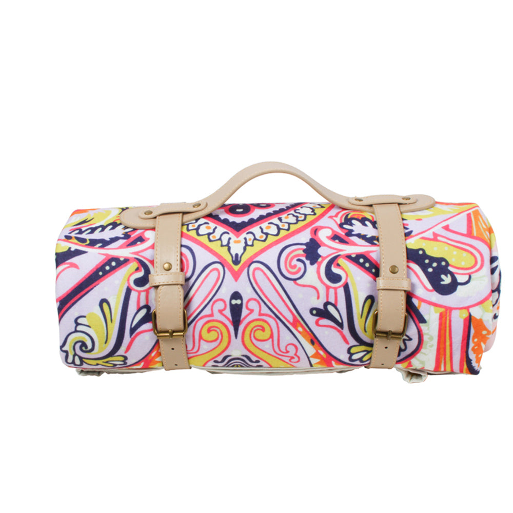 Good Vibes 200cm Fleece Picnic Blanket w/ Carry Strap - Nomad Paisley