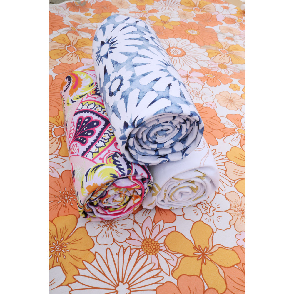 Good Vibes 200cm Fleece Picnic Blanket w/ Carry Strap - Nomad Paisley