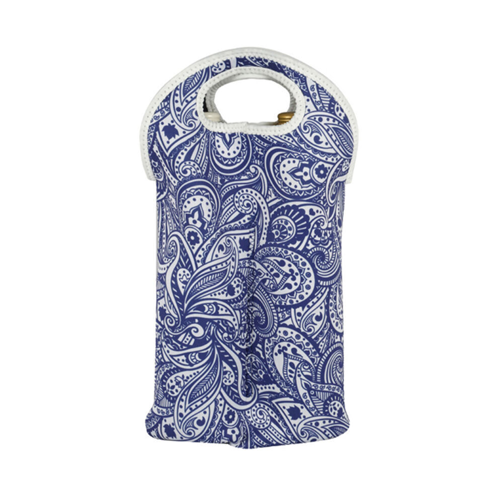 2PK Good Vibes Neoprene Double Cooler Bottle Bag Tahitian Blue 38x24cm