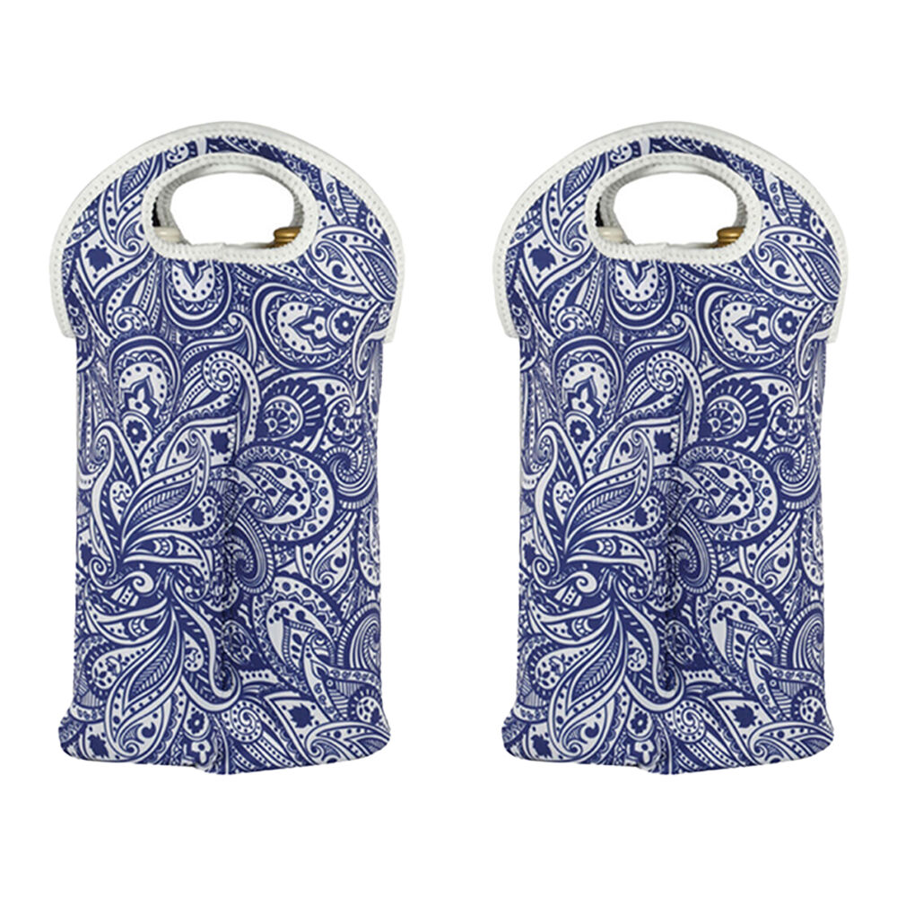 2PK Good Vibes Neoprene Double Cooler Bottle Bag Tahitian Blue 38x24cm