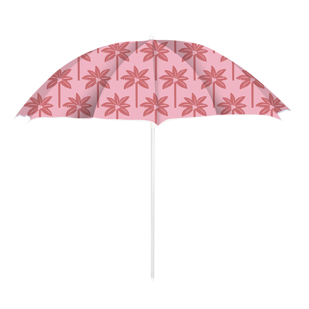 Good Vibes Coco Palms Printed 180cm Beach Umbrella - Blush Pink