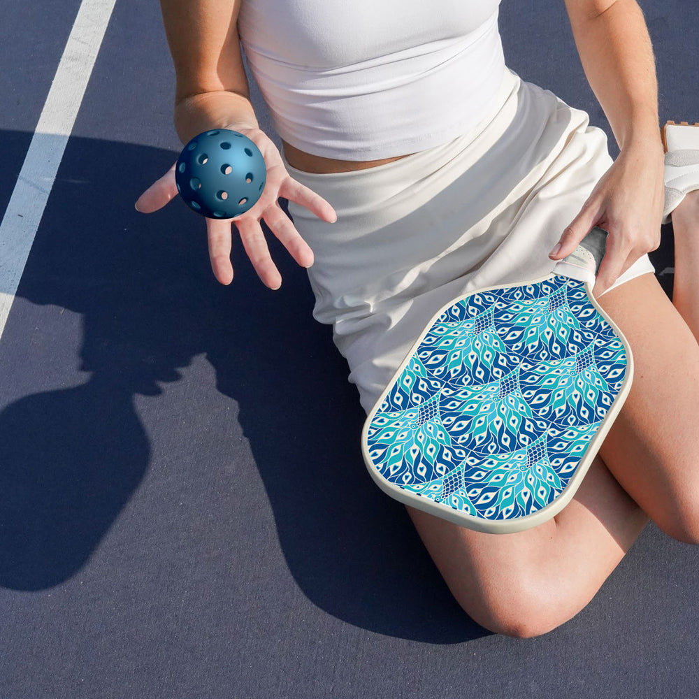 Good Vibes Pickle Ball Set Peacock Paradise 20x40x2.5 Carbn Fibre