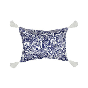 Good Vibes Inflatable Beach Pillow With Tassels Tahitian Blue 40x29x13cm