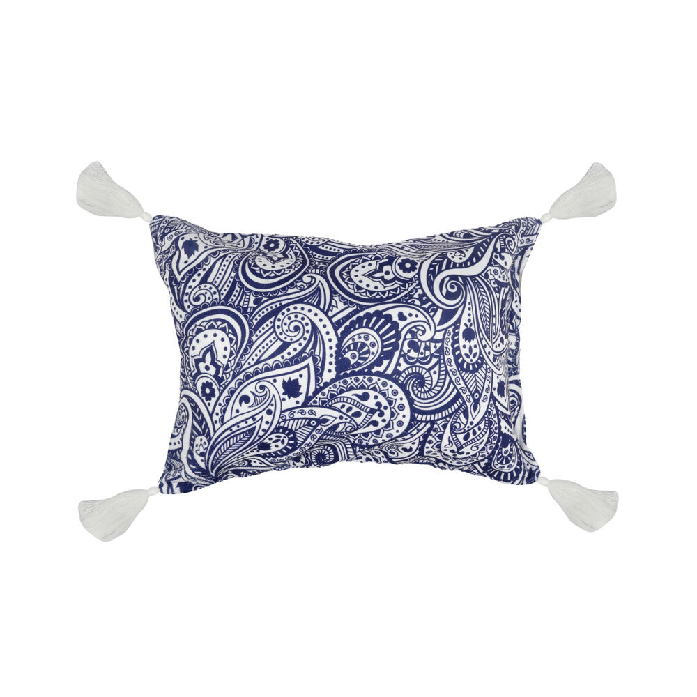 4PK Good Vibes Inflatable Beach Pillow With Tassels Tahitian Blue 40x29x13cm