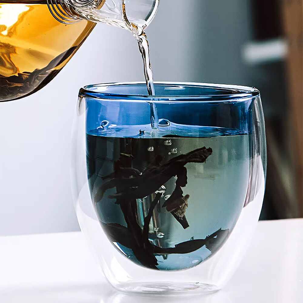 2pc NF Living Serving Hued Glass 250ml Solid Double-Walled Blue