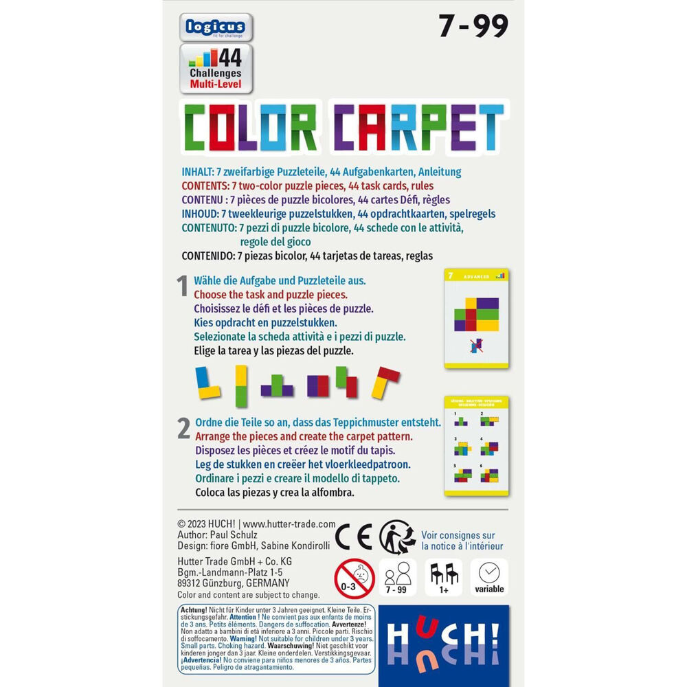 Huch! Color Carpet Solo Logic Neoprene Puzzle Game Educational Toy Kids 7y+