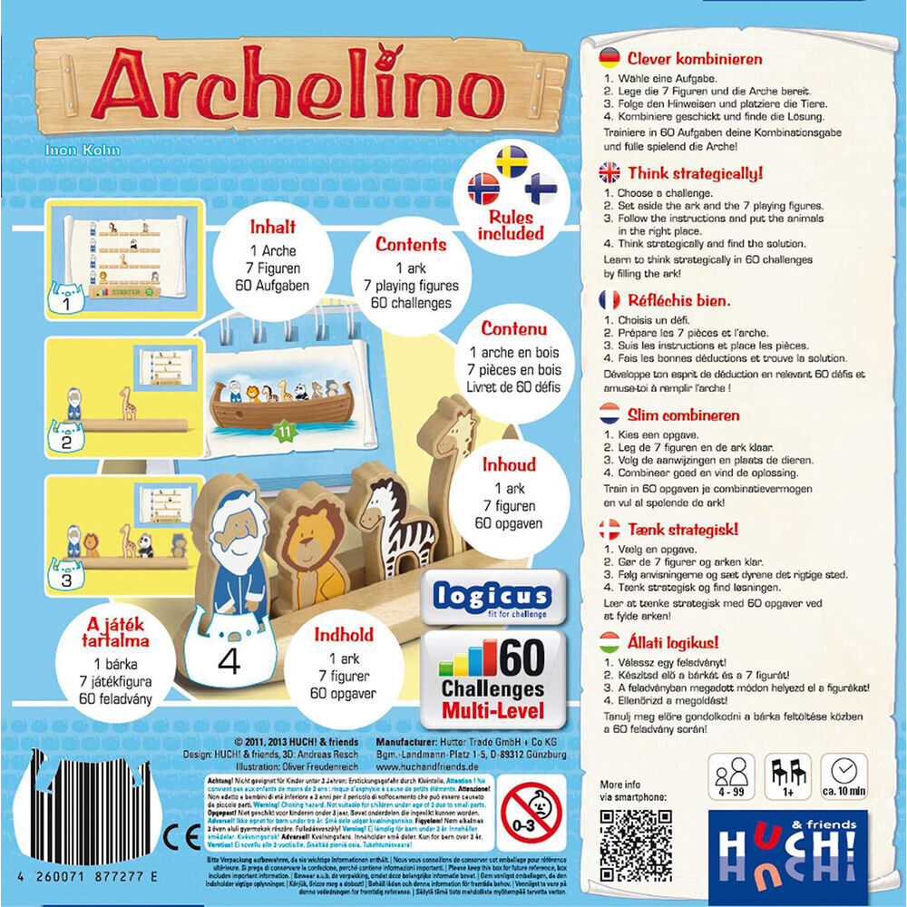 Huch! Archelino Noahs Ark Wooden Logic Travel Board Game Kids/Family 4y+