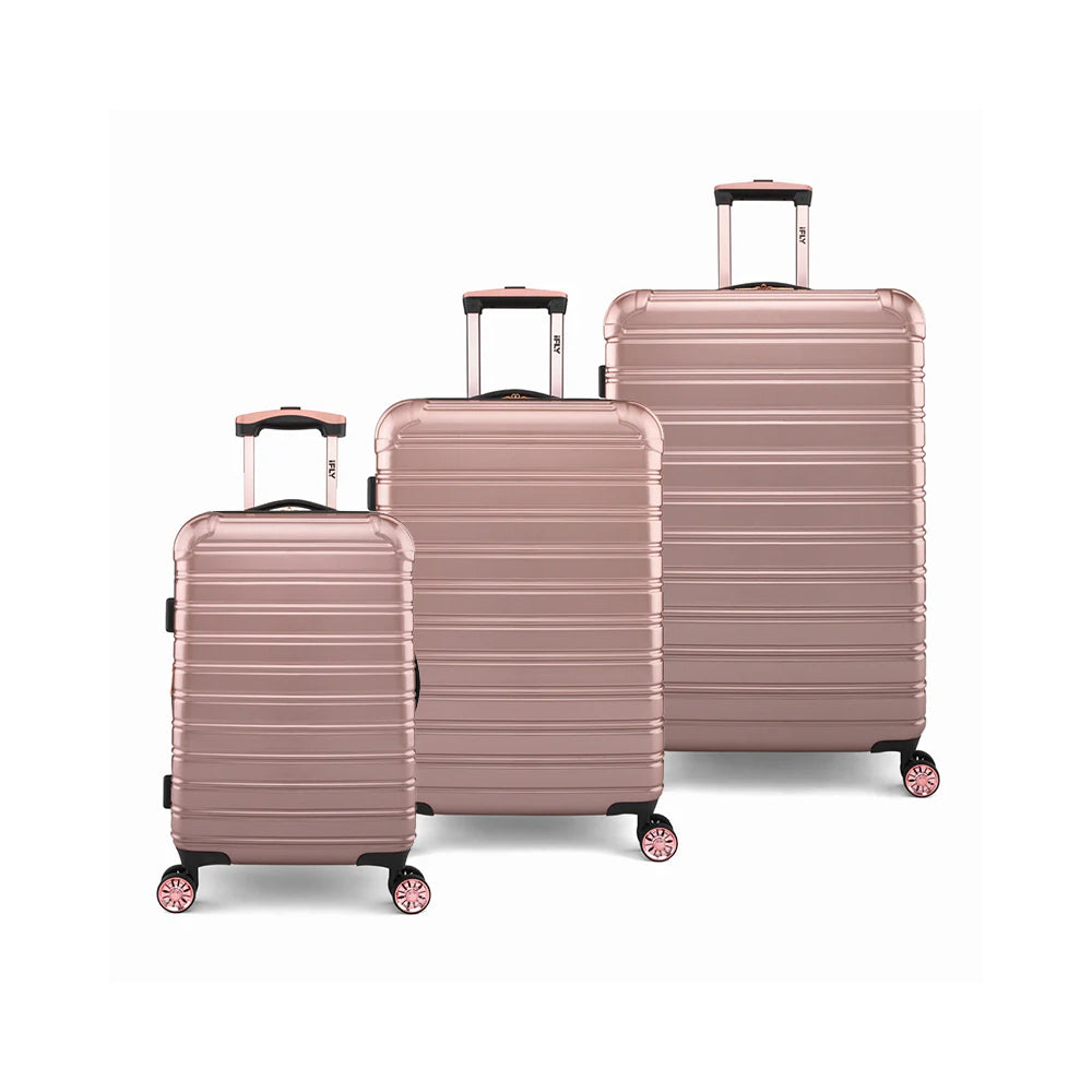 3pc iFly 20/24/28" Wheeled Suitcase Luggage Bag Set - Rose Gold