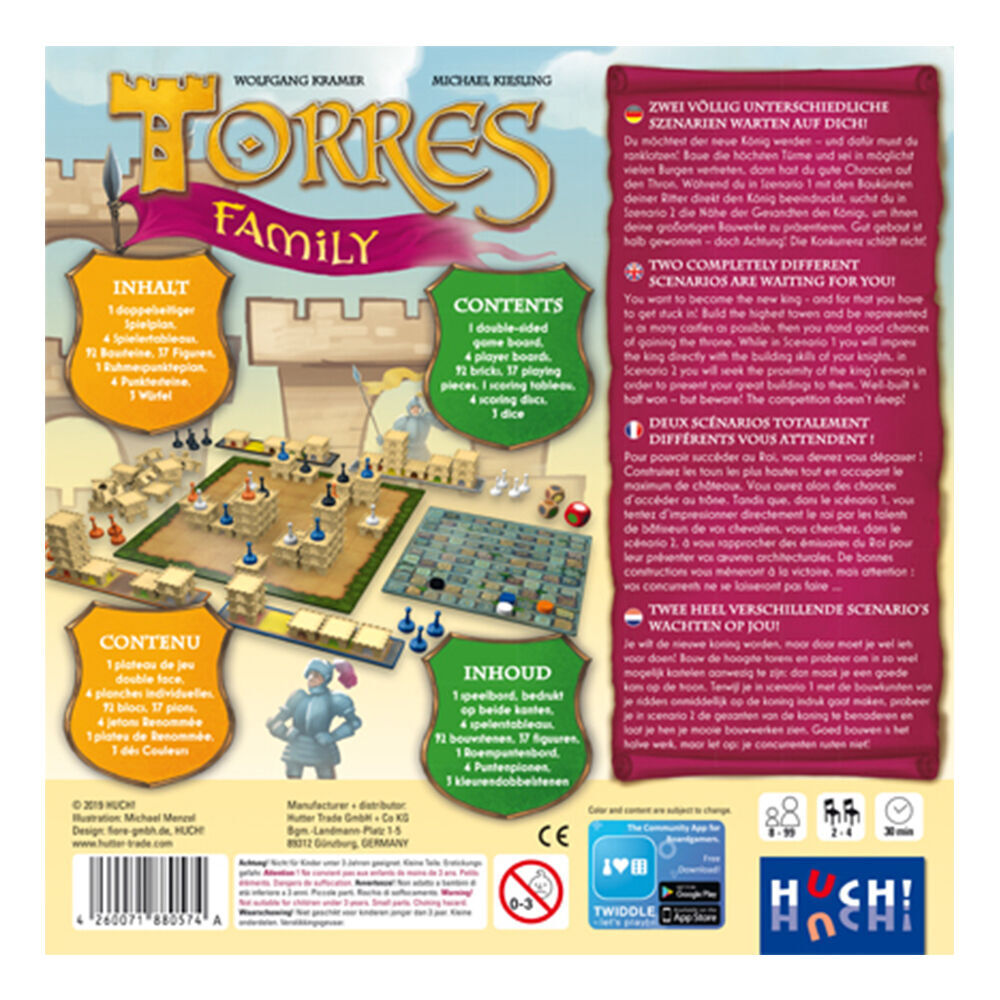 Huch! Torres Family Tile Placement Strategy Board Game Kids Children 8y+
