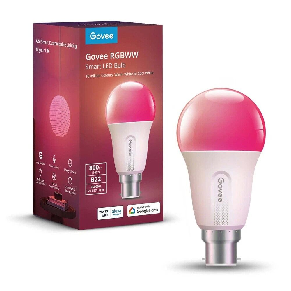 Govee RGBWW WiFi/Bluetooth Smart LED Light Bulb - B22