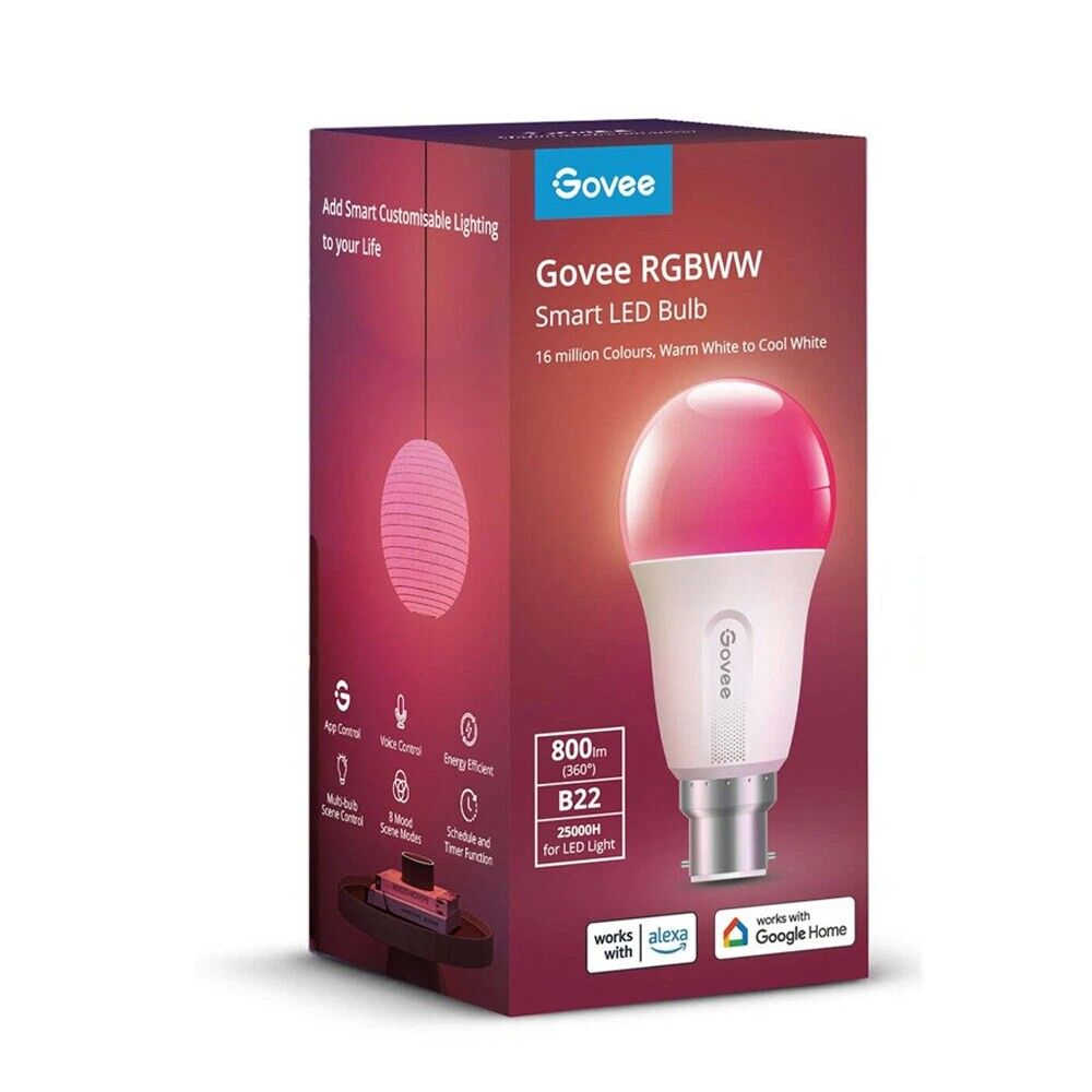 Govee RGBWW WiFi/Bluetooth Smart LED Light Bulb - B22