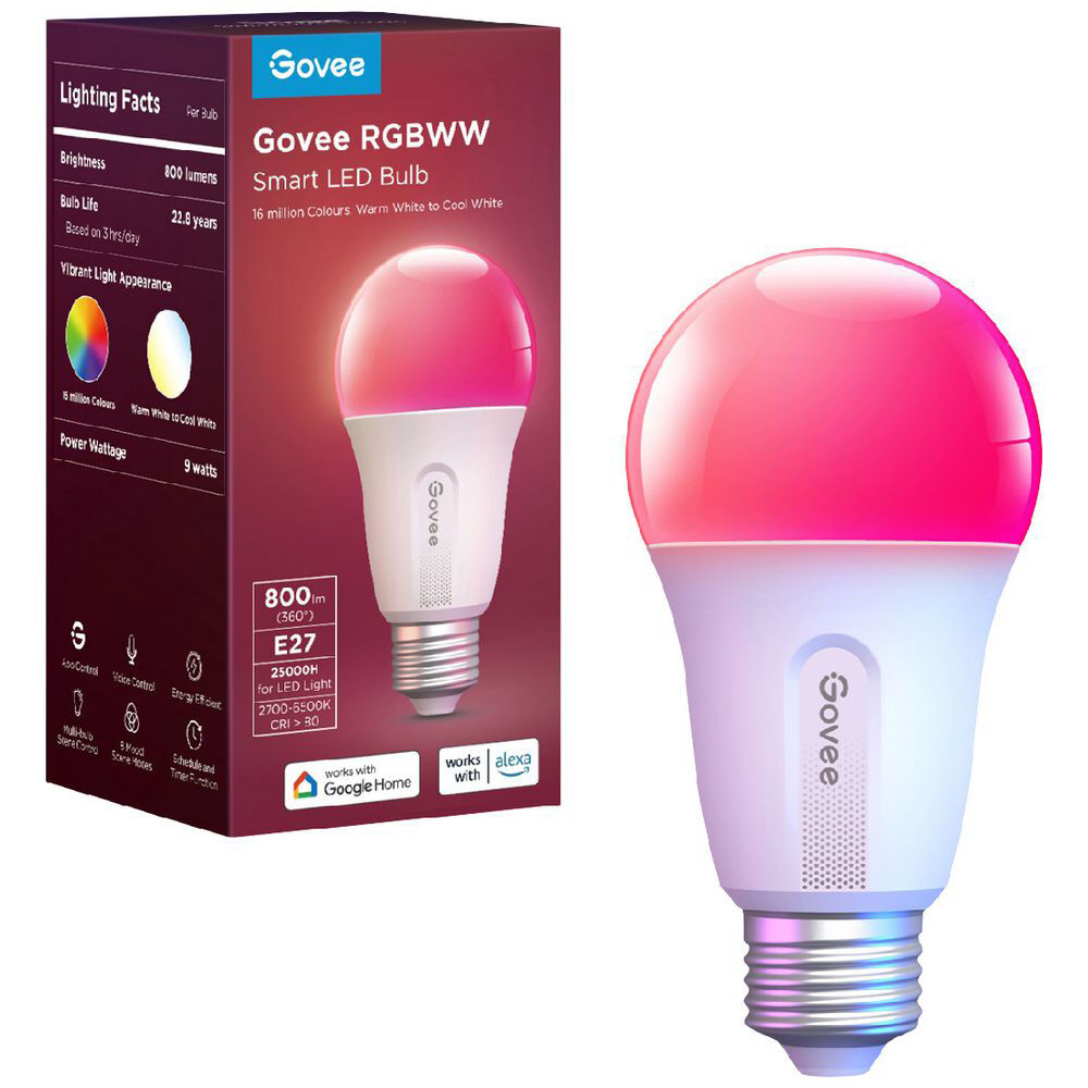 Govee RGBWW WiFi/Bluetooth Smart LED Light Bulb - E27