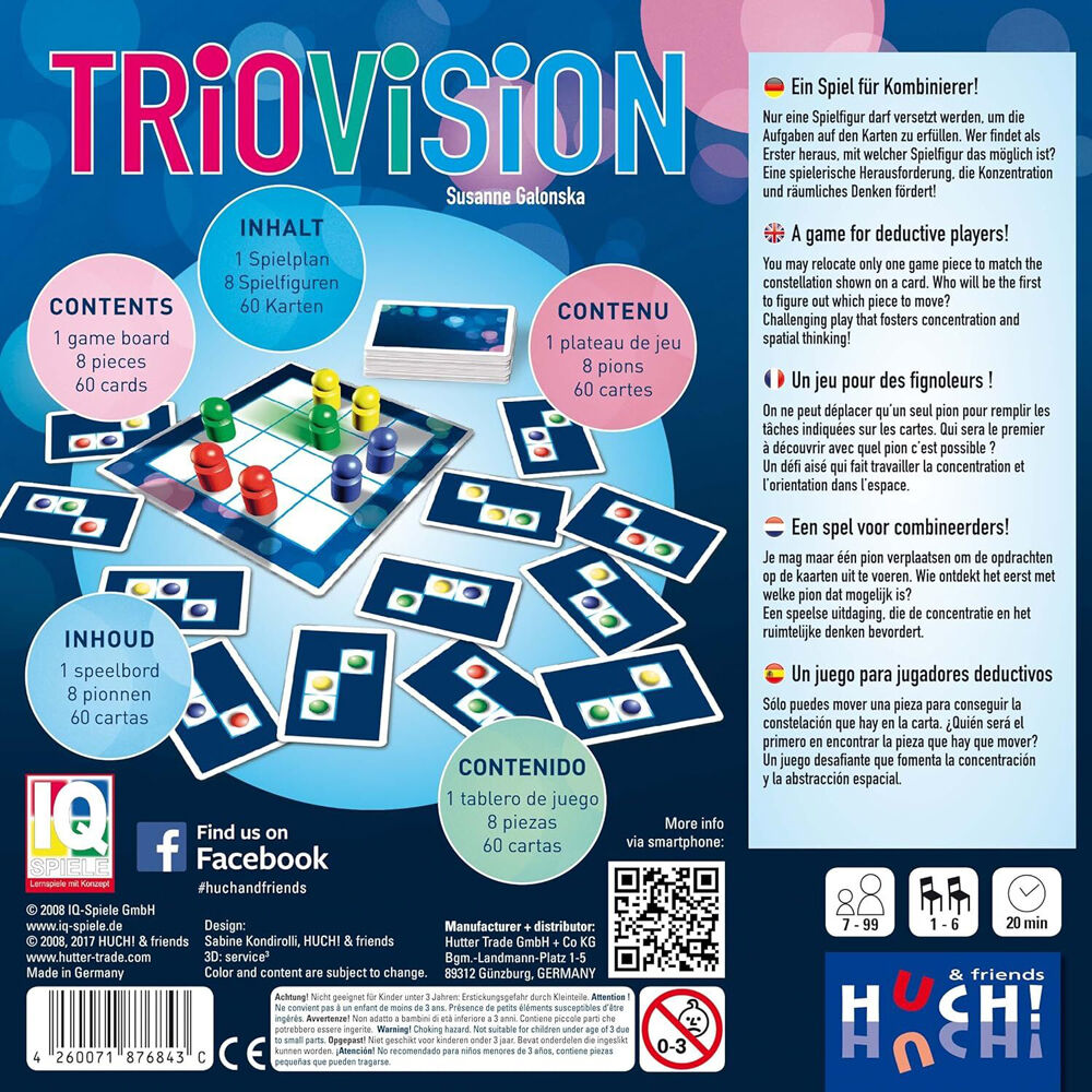 Huch! Triovision Logic Travel Educational Board Game Kids Children 7y+