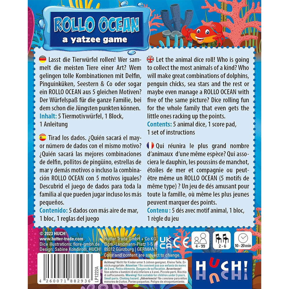 Huch! Rollo Ocean a Yatzee Game Educational Travel Dice Kids Children 4y+