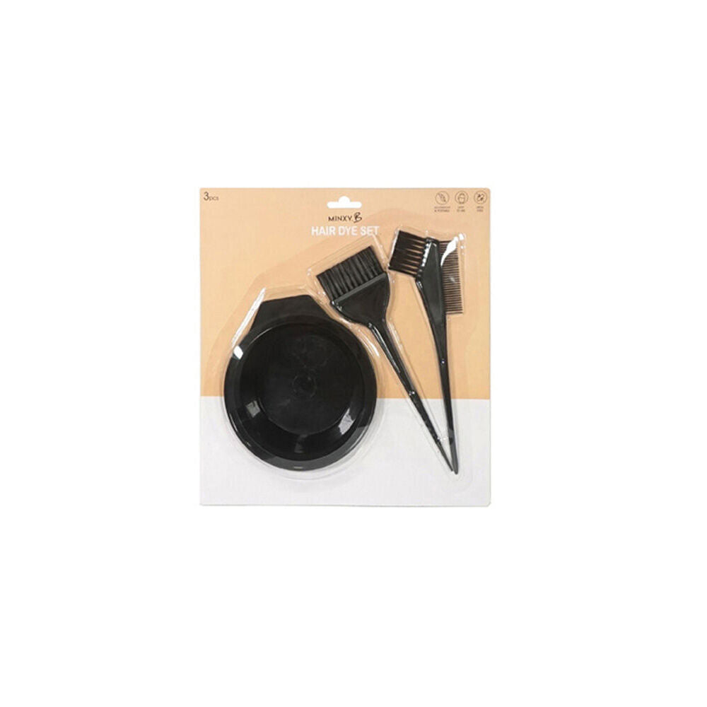 6x 3pc Minxy B Hair Dye Pack Kit Bowl/Brush/Comb Black - Assorted