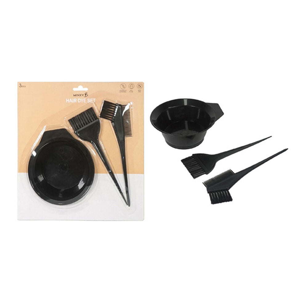 6x 3pc Minxy B Hair Dye Pack Kit Bowl/Brush/Comb Black - Assorted