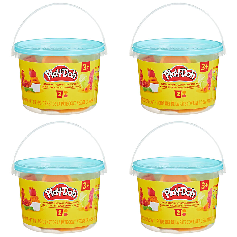 4PK Hasbro Play-Doh Mini Bucket Children's Modeling Set W/ Storage 3Y+ Assorted