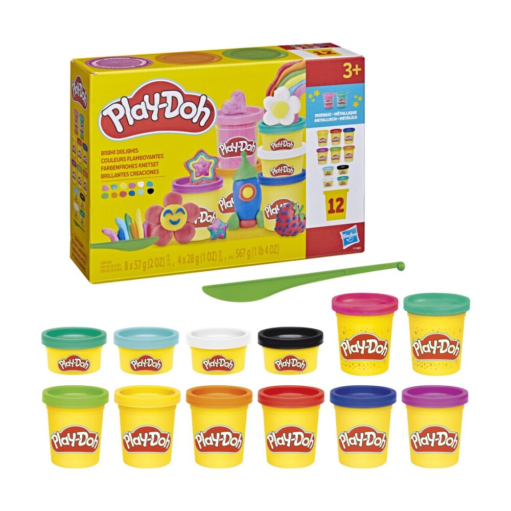 4PK Play-Doh Bright Delights Multicolour Kids Arts & Crafts Set 3y+ 12 Colours