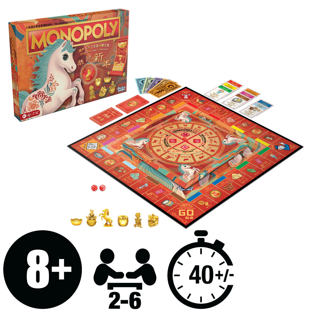 Hasbro Monopoly Lunar New Year Horse Board Game Family Fun Edition Kids 8y+