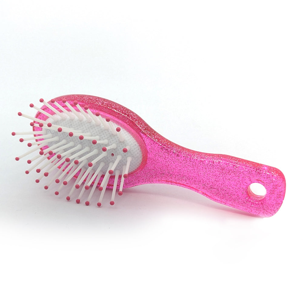 3PK My Accessory Kids 12cm Portable Hair Brush Pink Glitter