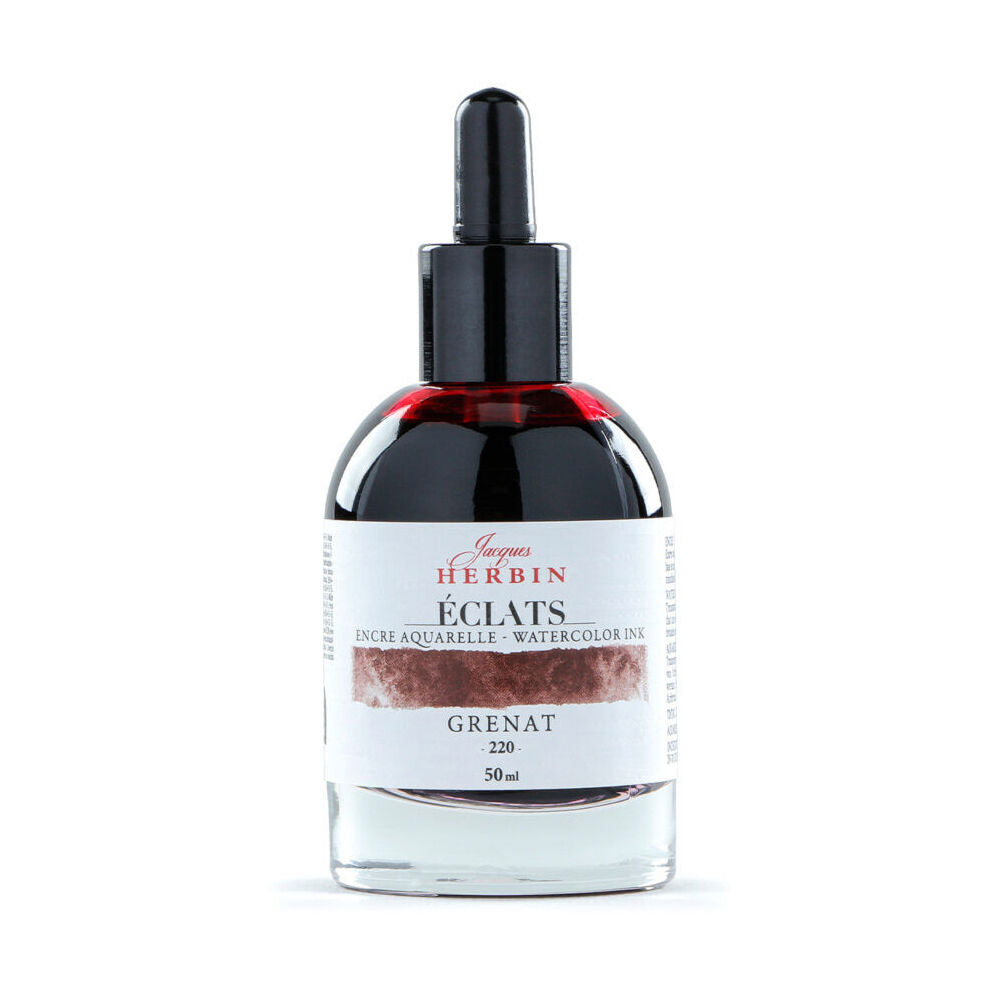 2PK Herbin Eclats Glass Bottle Intense Watercolour Ink w/ Dropper 50ml Garnet