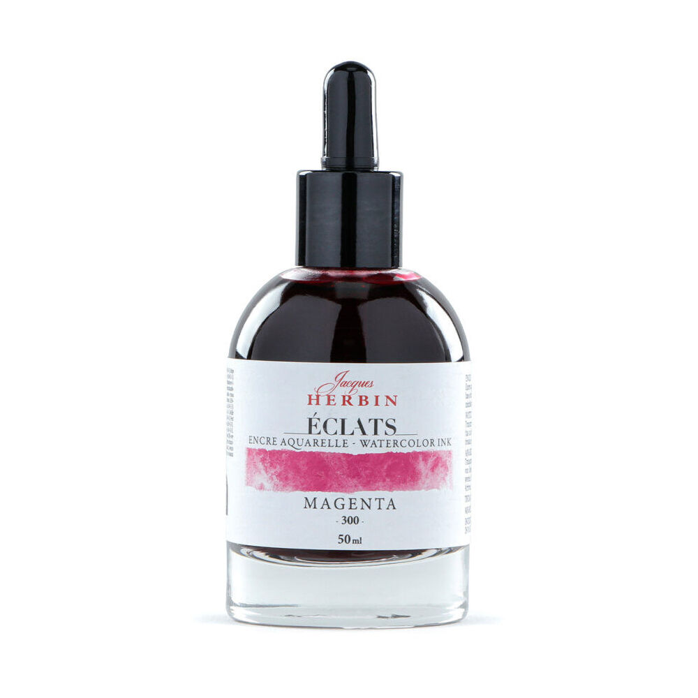 Herbin Eclats Glass Bottle Intense Watercolour Ink w/ Dropper 50ml Magenta