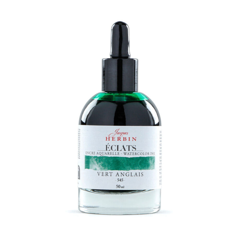 2PK Herbin Eclats Intense Watercolour Ink w/ Dropper 50ml British Racing Green