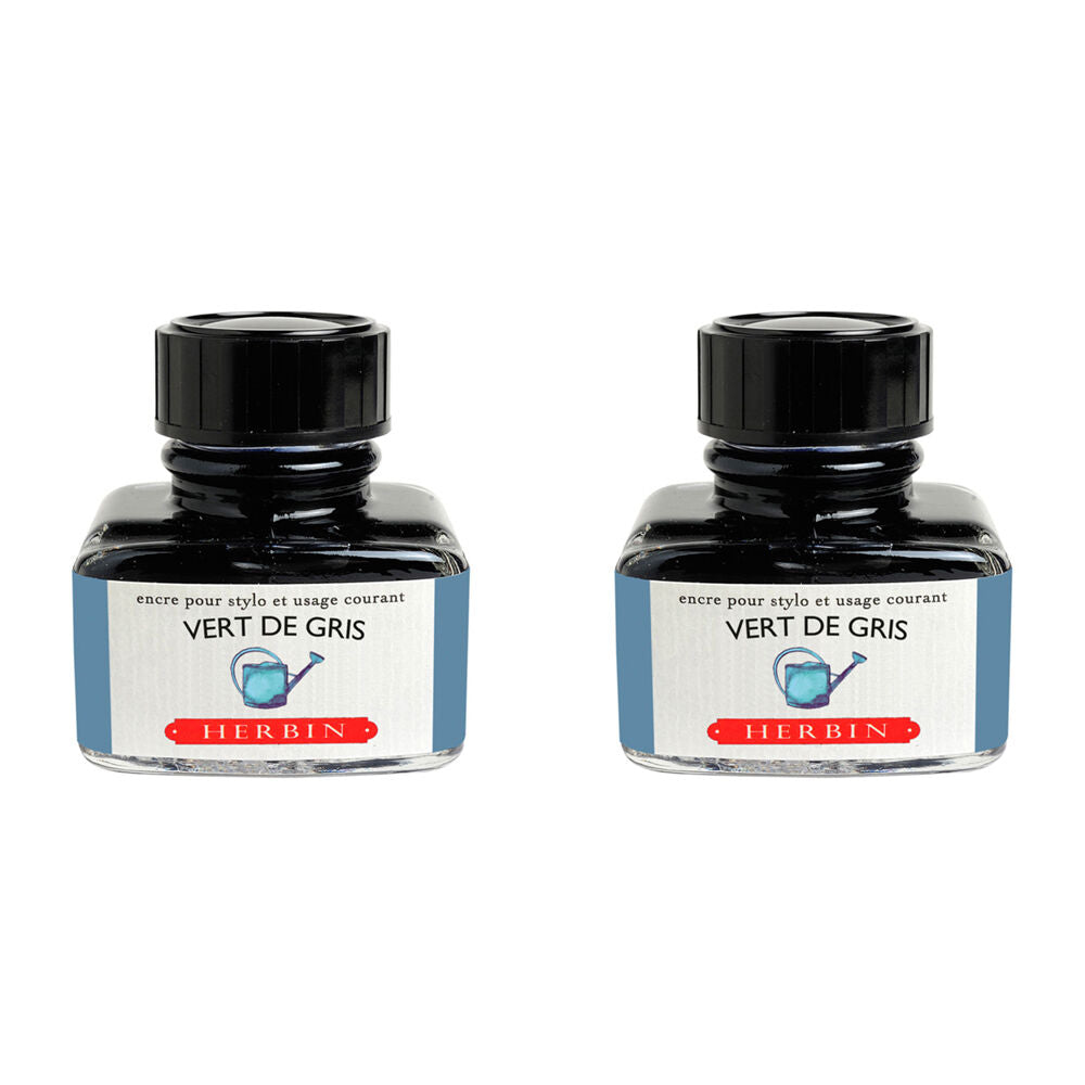 2PK Herbin Writing & Drawing Water-Based Natural Dyes Ink 30ml Vert De Gris