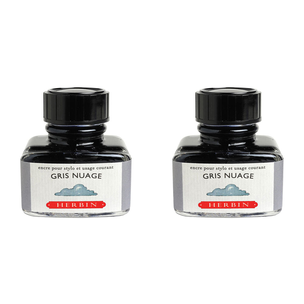 2PK Herbin Writing & Drawing Water-Based Natural Dyes Ink 30ml Cloud Grey