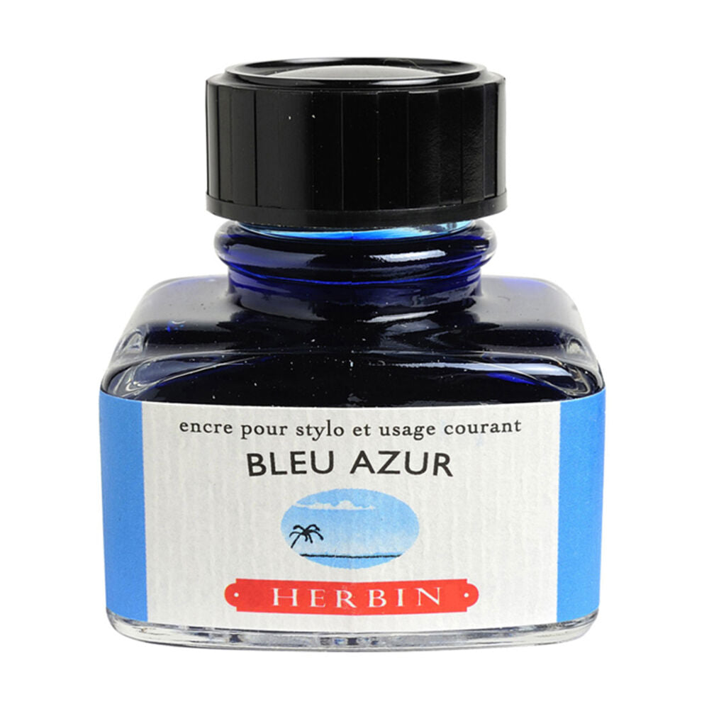 2PK Herbin Writing & Drawing Water-Based Natural Dyes Ink 30ml Azure Blue