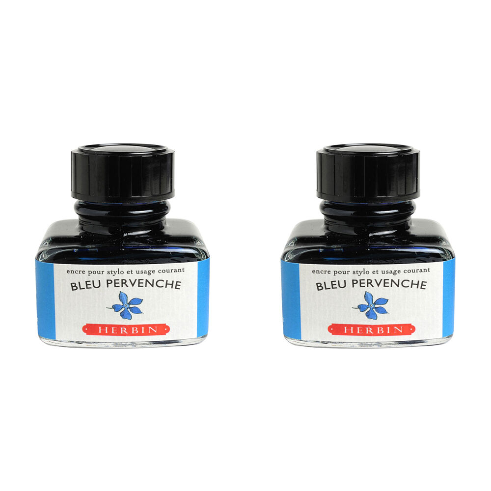 2PK Herbin Writing & Drawing Water-Based Natural Dyes Ink 30ml Periwinkle
