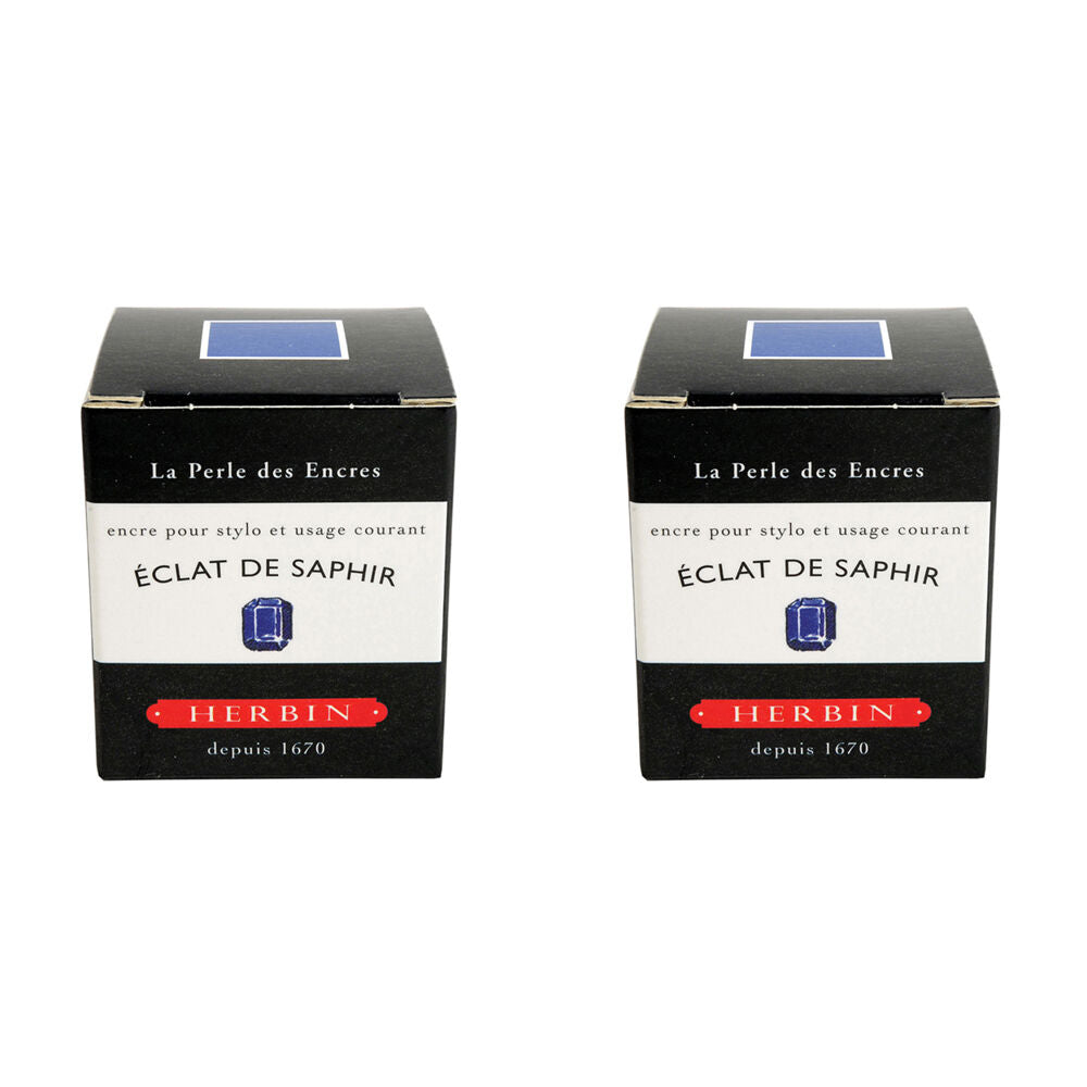 2PK Herbin Writing & Drawing Water-Based Natural Dyes Ink 30ml Sapphire Blue