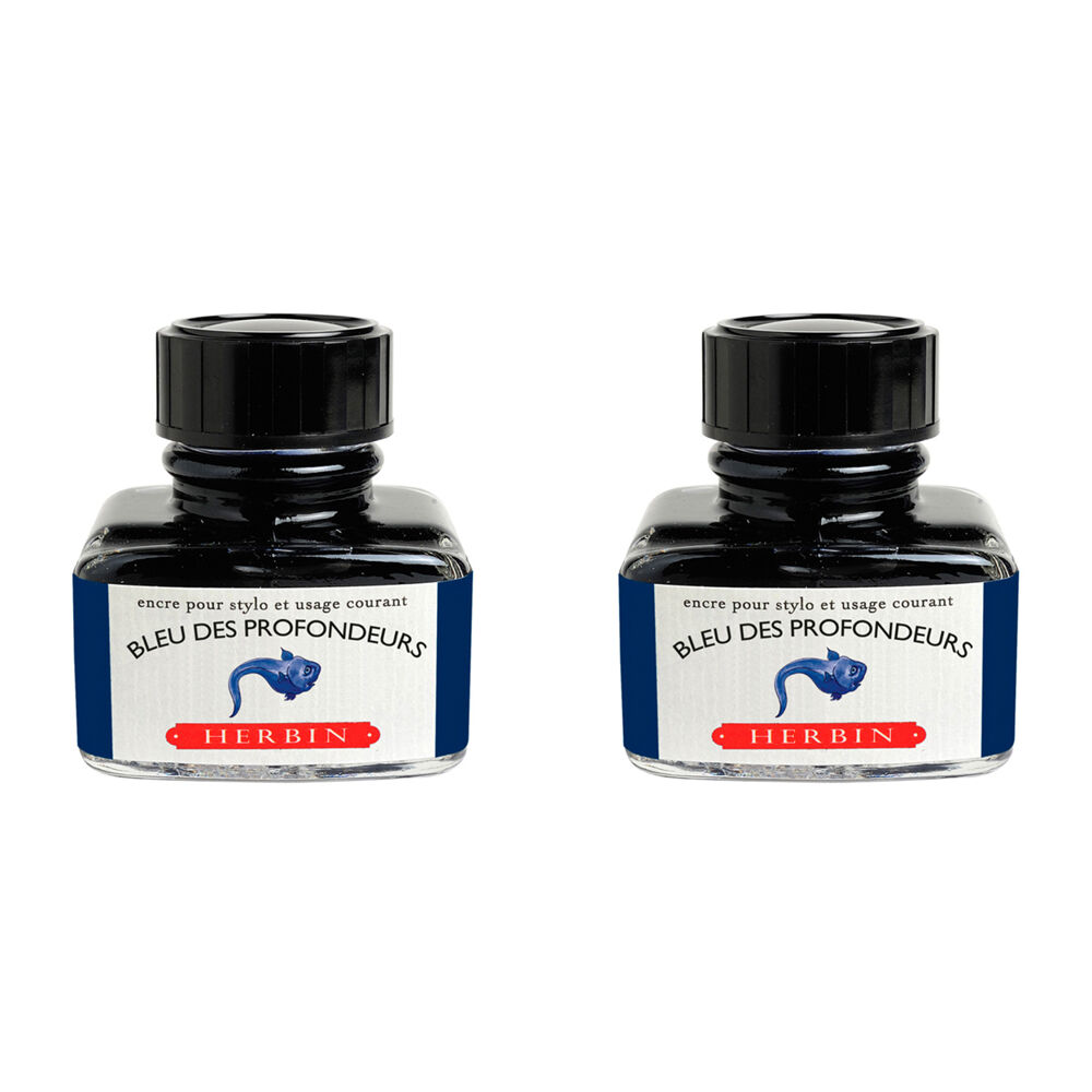 2PK Herbin Writing & Drawing Water-Based Natural Dyes Ink 30ml Deep Blue