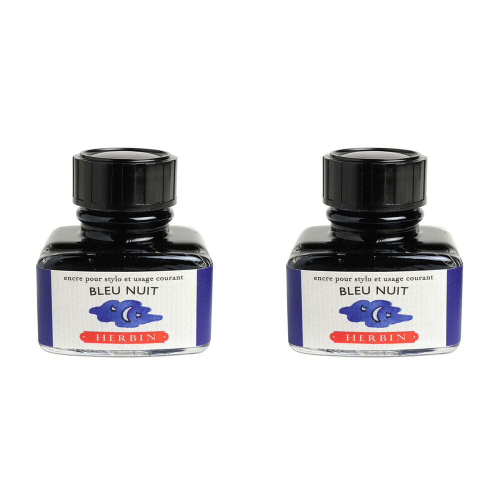 2PK Herbin Writing & Drawing Water-Based Natural Dyes Ink 30ml Night Blue