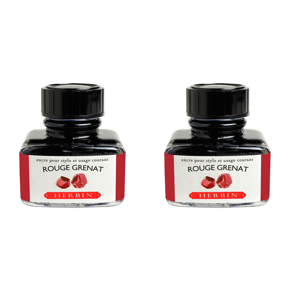 2PK Herbin Writing & Drawing Water-Based Natural Dyes Ink 30ml Garnet Red