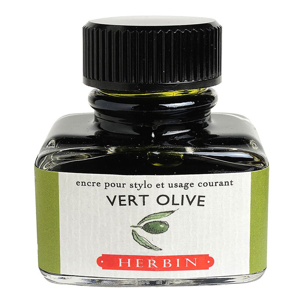 2PK Herbin Writing & Drawing Water-Based Natural Dyes Ink 30ml Olive Green