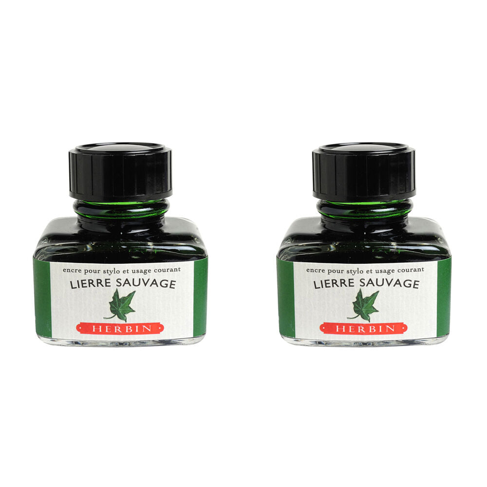 2PK Herbin Writing & Drawing Water-Based Natural Dyes Ink 30ml Wild Ivy Green