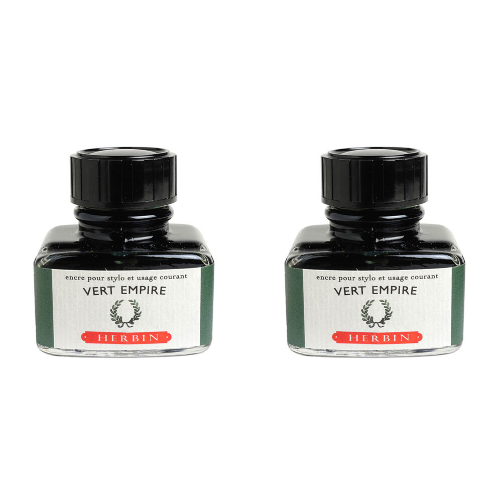 2PK Herbin Writing & Drawing Water-Based Natural Dyes Ink 30ml Empire Green