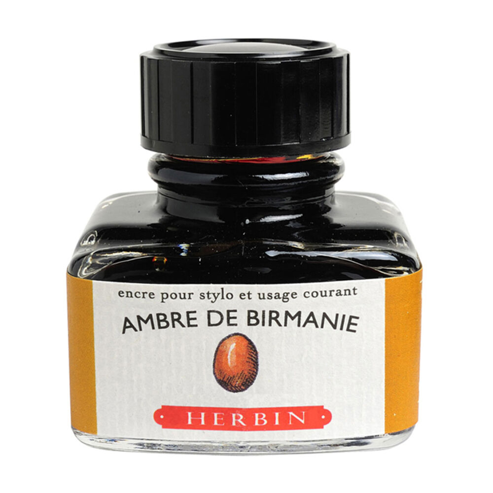 2PK Herbin Writing & Drawing Water-Based Natural Dyes Ink 30ml Burmese Amber