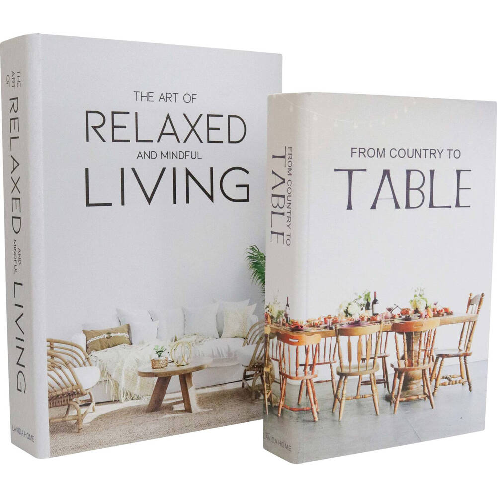 2pc LVD Book Box Home/Office Decor Large - Relaxed Country