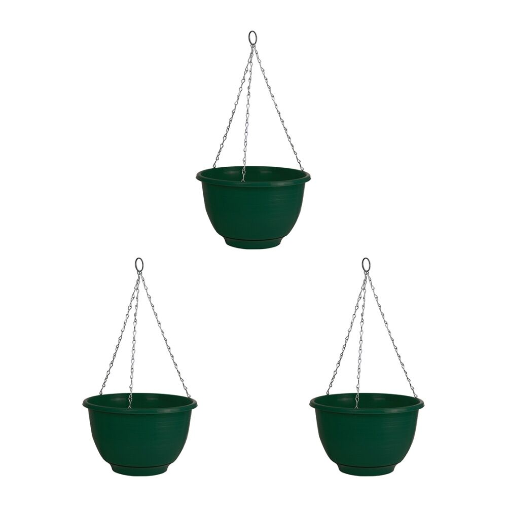 3PK Homeleisure Reko Flower/Plant Hanging Basket 25cm Green Garden