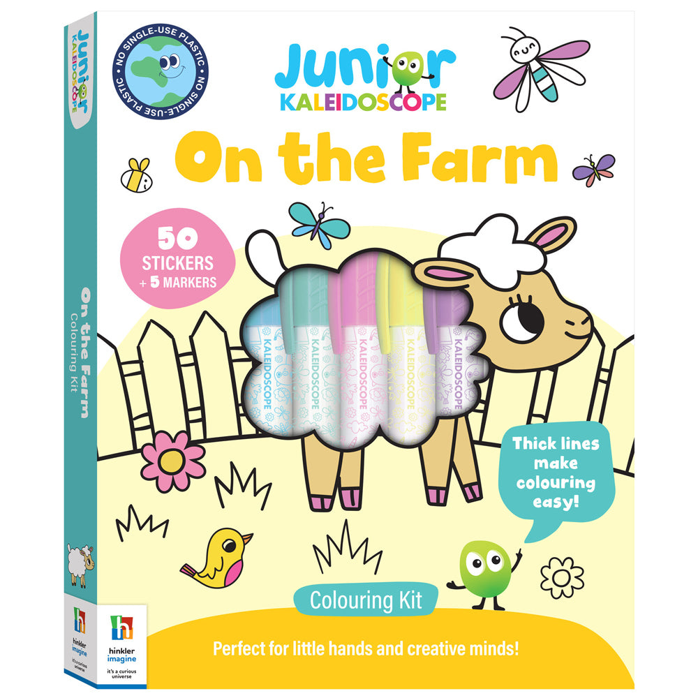 2PK Junior Kaleidoscope Kids 29x23cm Colouring Kit On the Farm 3y+