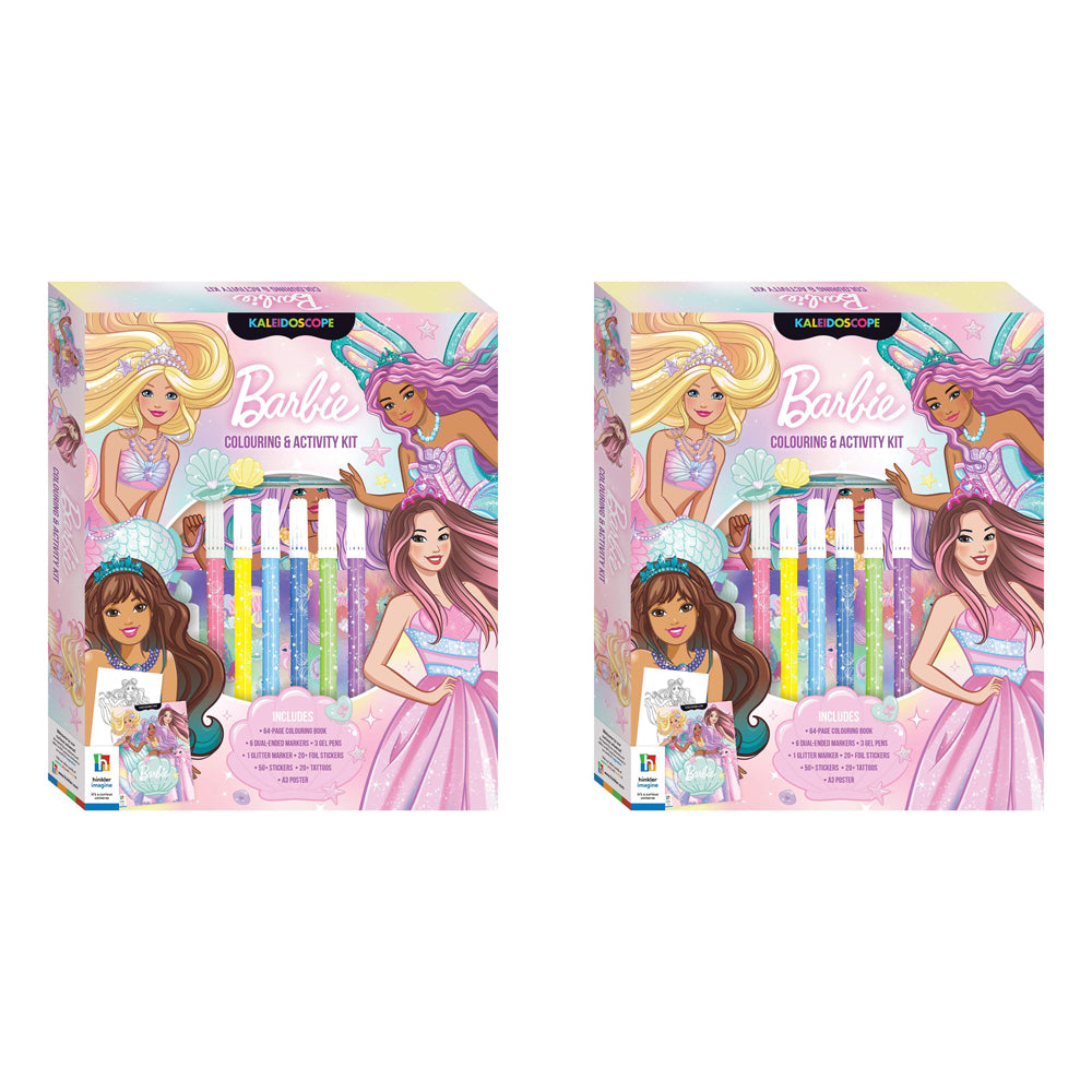 2PK Kaleidoscope Barbie Kids 29x24cm Colouring Book & Activity Kit 6y+
