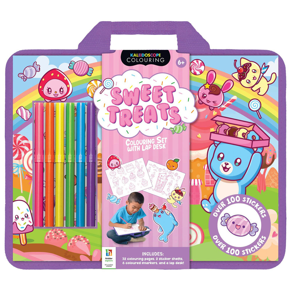 2PK Kaleidoscope Sweet Treats Kids Colouring Set w/ Lap Desk 6y+