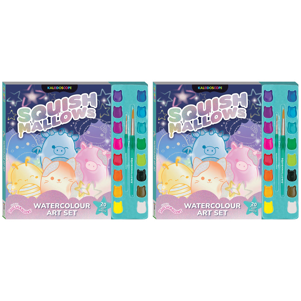 2PK Kaleidoscope Squishmallows Kids Watercolour Art Set 8y+