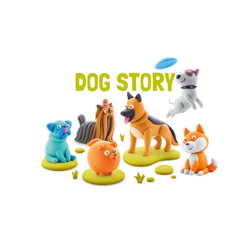 Hey Clay Dog Story Theme Modelling Set w/15 Colour Cans & 2 Tools 3y+