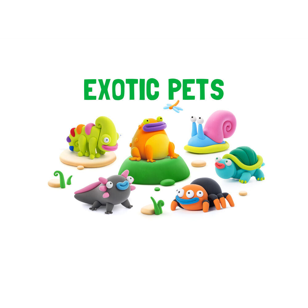 2PK Hey Clay Exotic Pets Theme Modelling Set w/15 Colour Cans & 2 Tools 3y+